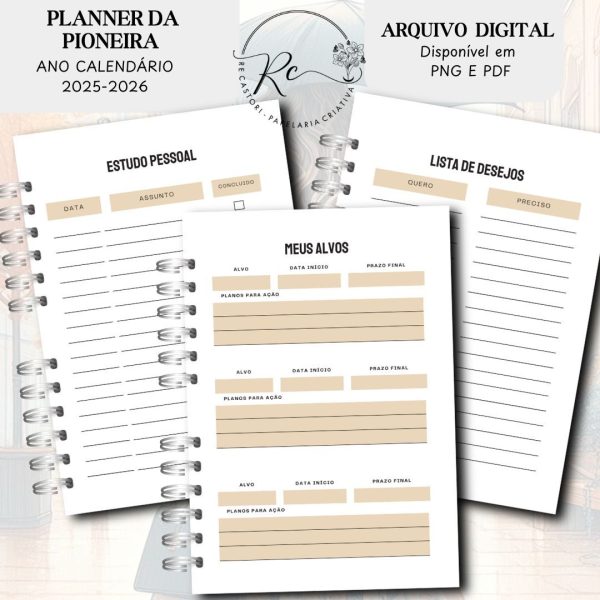 KIT DIGITAL PLANNER DA PIONEIRA (ANO CALENDÁRIO SETEMBRO DE 2025 Á AGOSTO DE 2026) modelo feminino - Imagem 8