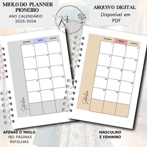 KIT DIGITAL MIOLO PLANNER DO PIONEIRO - FEMININO E MASCULINO (APENAS O MIOLO) - ANO CLENDÁRIO SETEMBRO 2025 Á AGOSTO 2026 - Imagem 8