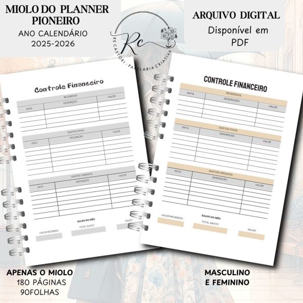 KIT DIGITAL MIOLO PLANNER DO PIONEIRO - FEMININO E MASCULINO (APENAS O MIOLO) - ANO CLENDÁRIO SETEMBRO 2025 Á AGOSTO 2026 - Imagem 9