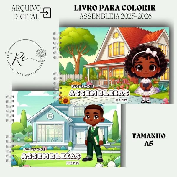 KIT DIGITAL LIVRO PARA COLORIR -  ASSEMBLEIA 2025-2026 INFANTIL ( MASCULINO E FEMININO) - Imagem 1
