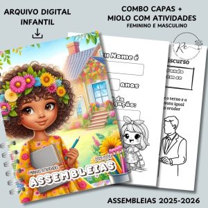 KIT DIGITAL CADERNO COM ATIVIDADES PARA A ASSEMBLEIA 2025-2026 INFANTIL ( MASCULINO E FEMININO) + Bônus com 60 atividades extras
