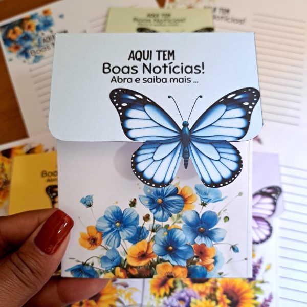 KIT DIGITAL DE ENVELOPE FLORAL COM BORBOLETA VAZADA - AQUI TEM BOAS NOTÍCIAS - Imagem 12