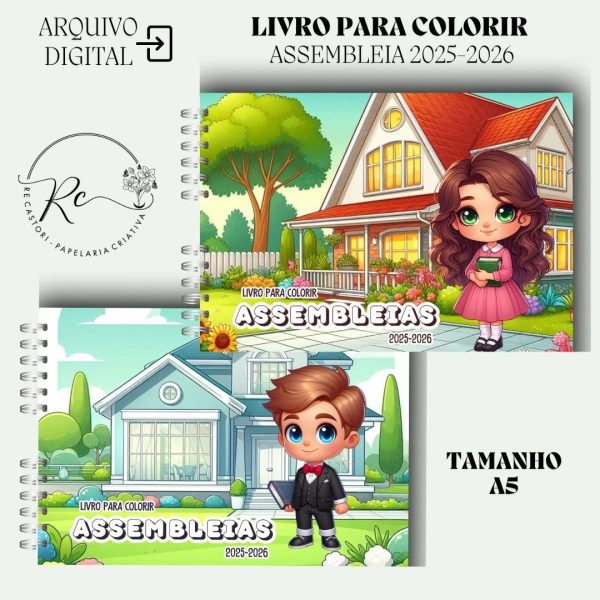 KIT DIGITAL LIVRO PARA COLORIR -  ASSEMBLEIA 2025-2026 INFANTIL ( MASCULINO E FEMININO) - Imagem 2