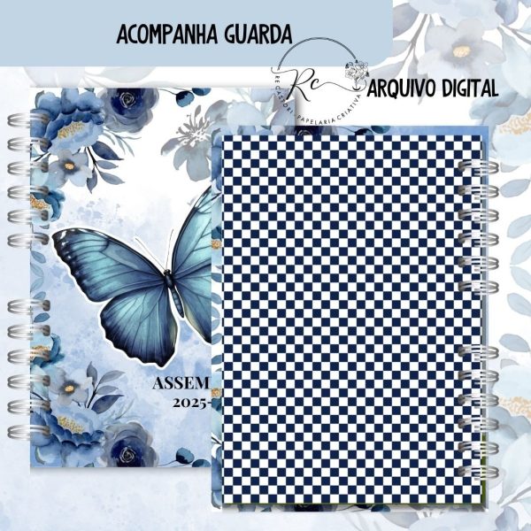 KIT DIGITAL CADERNO + MIOLO ASSEMBLEIA DE CIRCUITO 2025-2026 - FLORAL AZUL - COM TEMA - Imagem 2