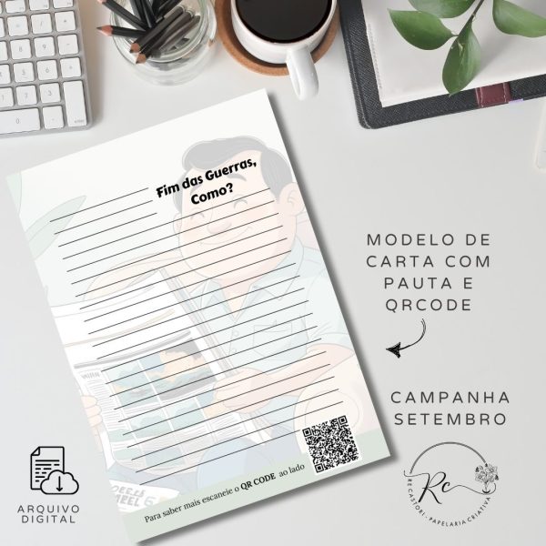 Kit Digital Envelope e Carta Padrão correio -para a campanha Setembro de 2025 - Fim das Guerras - Como? - Imagem 3