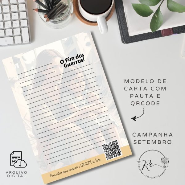 KIT DIGITAL ENVELOPE SLIM + CARTA A4  - FIM DAS GUERRAS - CAMPANHA SETEMBRO 2025 - Imagem 3