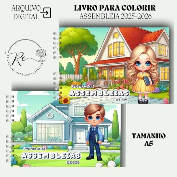 KIT DIGITAL LIVRO PARA COLORIR -  ASSEMBLEIA 2025-2026 INFANTIL ( MASCULINO E FEMININO) - Imagem 3