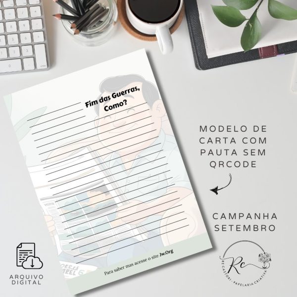 Kit Digital Envelope e Carta Padrão correio -para a campanha Setembro de 2025 - Fim das Guerras - Como? - Imagem 4