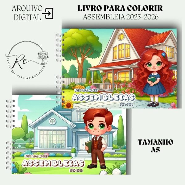 KIT DIGITAL LIVRO PARA COLORIR -  ASSEMBLEIA 2025-2026 INFANTIL ( MASCULINO E FEMININO) - Imagem 4