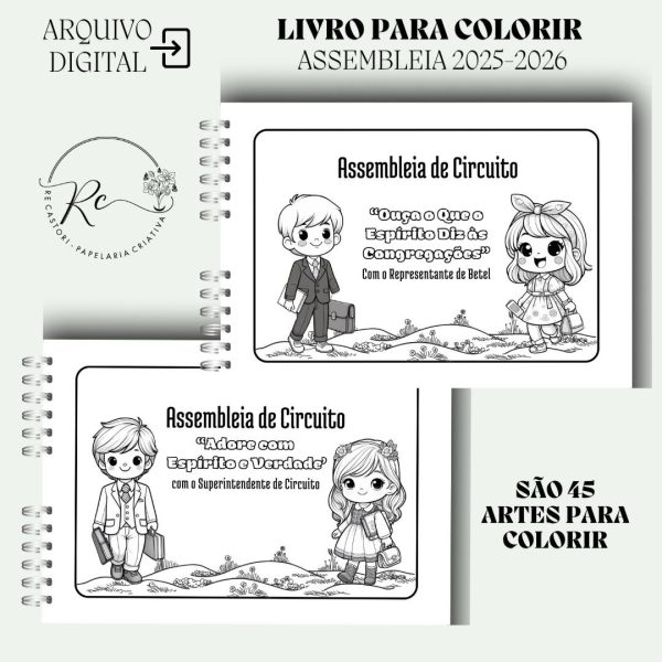 KIT DIGITAL LIVRO PARA COLORIR -  ASSEMBLEIA 2025-2026 INFANTIL ( MASCULINO E FEMININO) - Imagem 5