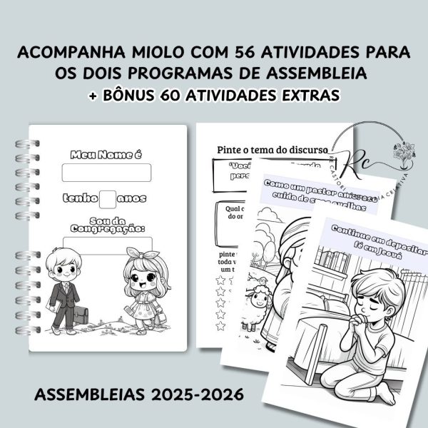 KIT DIGITAL CADERNO COM ATIVIDADES PARA A ASSEMBLEIA 2025-2026 INFANTIL ( MASCULINO E FEMININO) + Bônus com 60 atividades extras - Imagem 6