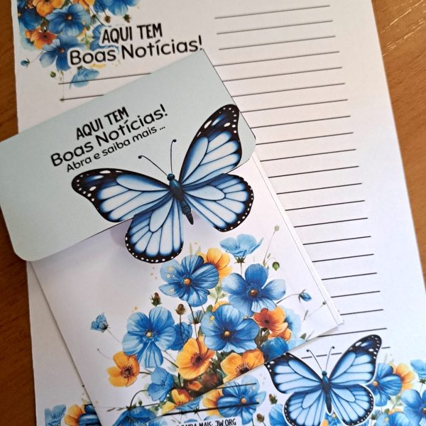 KIT DIGITAL DE ENVELOPE FLORAL COM BORBOLETA VAZADA - AQUI TEM BOAS NOTÍCIAS - Imagem 6