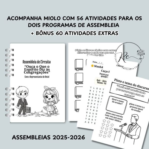 KIT DIGITAL CADERNO COM ATIVIDADES PARA A ASSEMBLEIA 2025-2026 INFANTIL ( MASCULINO E FEMININO) + Bônus com 60 atividades extras - Imagem 7