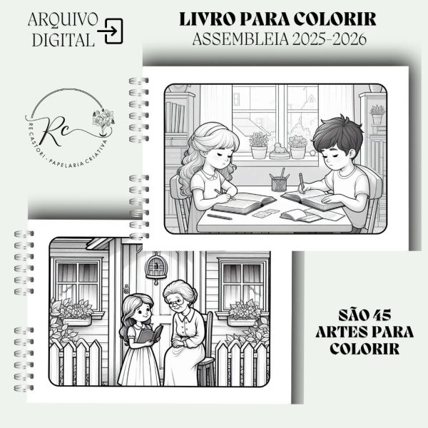 KIT DIGITAL LIVRO PARA COLORIR -  ASSEMBLEIA 2025-2026 INFANTIL ( MASCULINO E FEMININO) - Imagem 8