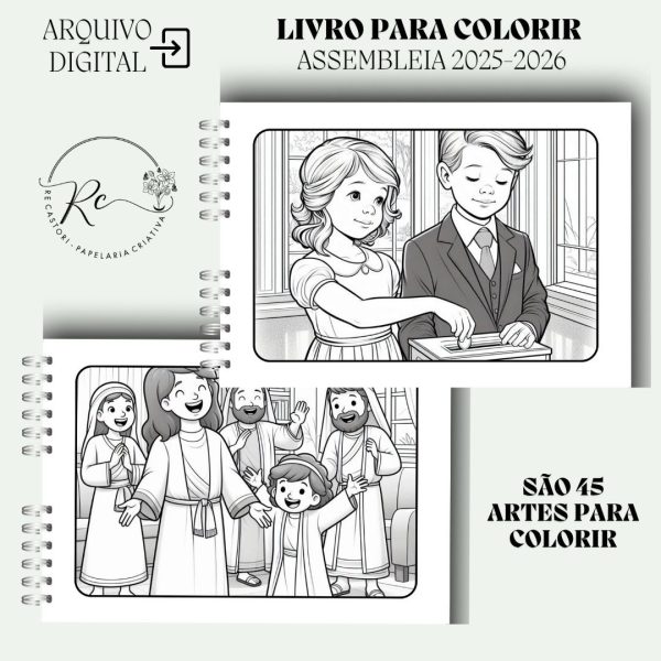 KIT DIGITAL LIVRO PARA COLORIR -  ASSEMBLEIA 2025-2026 INFANTIL ( MASCULINO E FEMININO) - Imagem 9