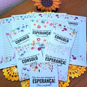 KIT DIGITAL DE ENVELOPES COM BOLSO E FECHO E CARTAS A4 - COM E SEM QRCODE - TEMA UMA MENSAGEM DE CONSOLO ESPERANÇA