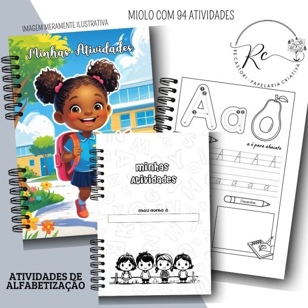 Kit Digital Caderno com Atividades de Alfabetização Escolar - Feminino e Masculino - Imagem 1