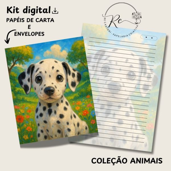 KIT DIGITAL ENVELOPE 2 POR FOLHA + CARTA A4 - COLEÇÃO ANIMAIS - Imagem 1