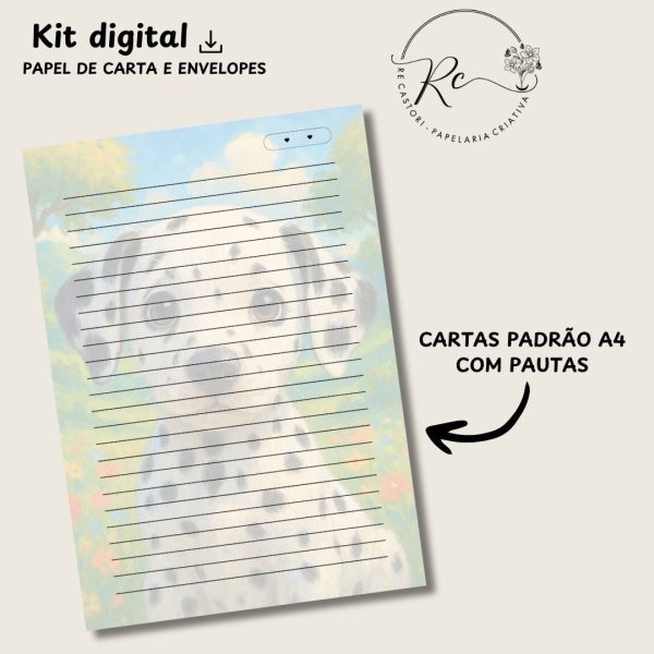 KIT DIGITAL ENVELOPE 2 POR FOLHA + CARTA A4 - COLEÇÃO ANIMAIS - Imagem 2
