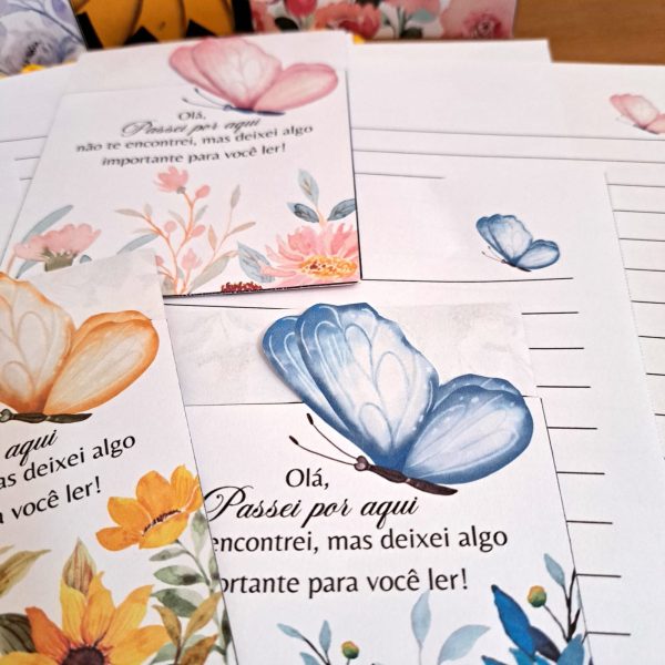 KIT DIGITAL ENVELOPE + CARTA A5 ( PASSEI POR AQUI ) COLEÇÃO BORBOLETAS - Imagem 4